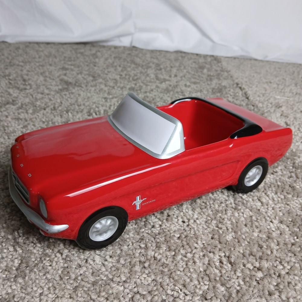 Ford Mustang Ceramic Convertible Car Planter Catch Red Vintage Style TefloraGift